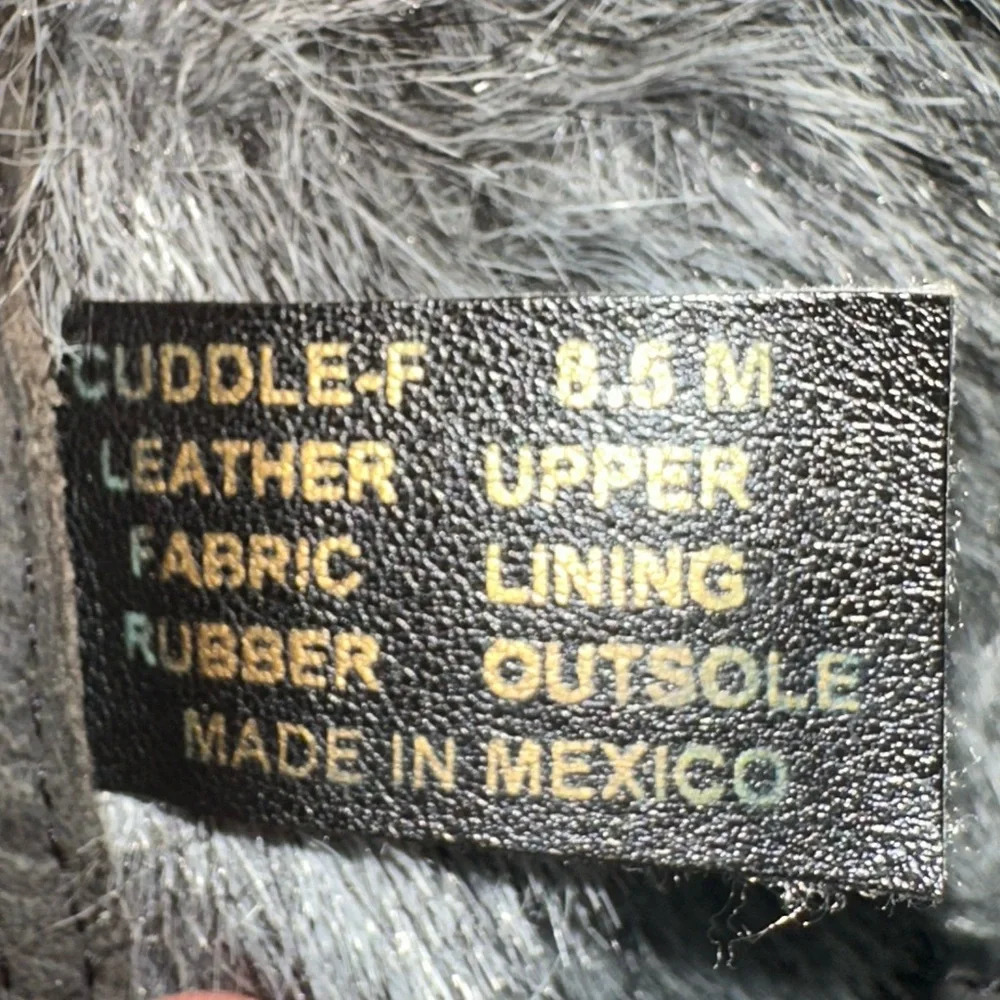 CUDDLE-F Leather Combat Boots 8.5M Fur Lined Lace Up Mid Calf Gray - Picture 7 of 7